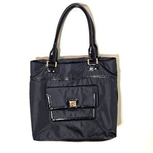 Kate Spade Nylon Tote Patent Leather Gold Kiss Lock Pocket